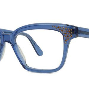 See Retro Cat Eye Blue Frame Crystal  Eye Glasses